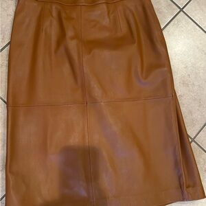 Terry Lewis Classic Luxuries Tan Leather Pencil Skirt
